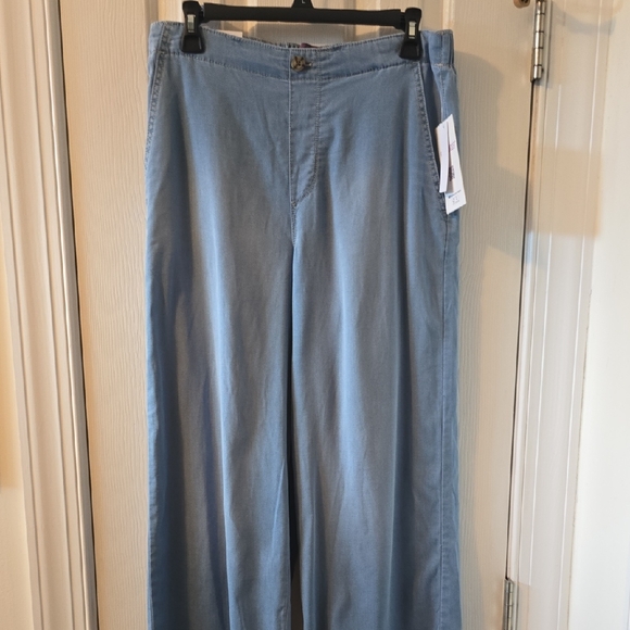 GLORIA VANDERBILT BRAND WOMEN'S PLUS BLUE WIDE LEG SLIP-ON CROP PANTS SIZE 18 - Picture 1 of 12